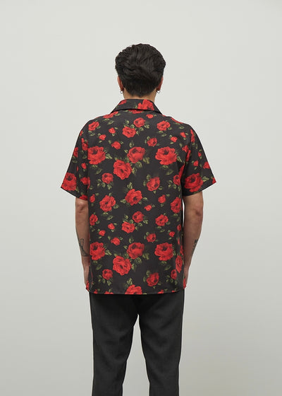 Short Sleeve Shirt in Red Floral Print