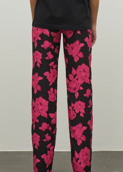 Straight Leg Pants in Pink Floral Print