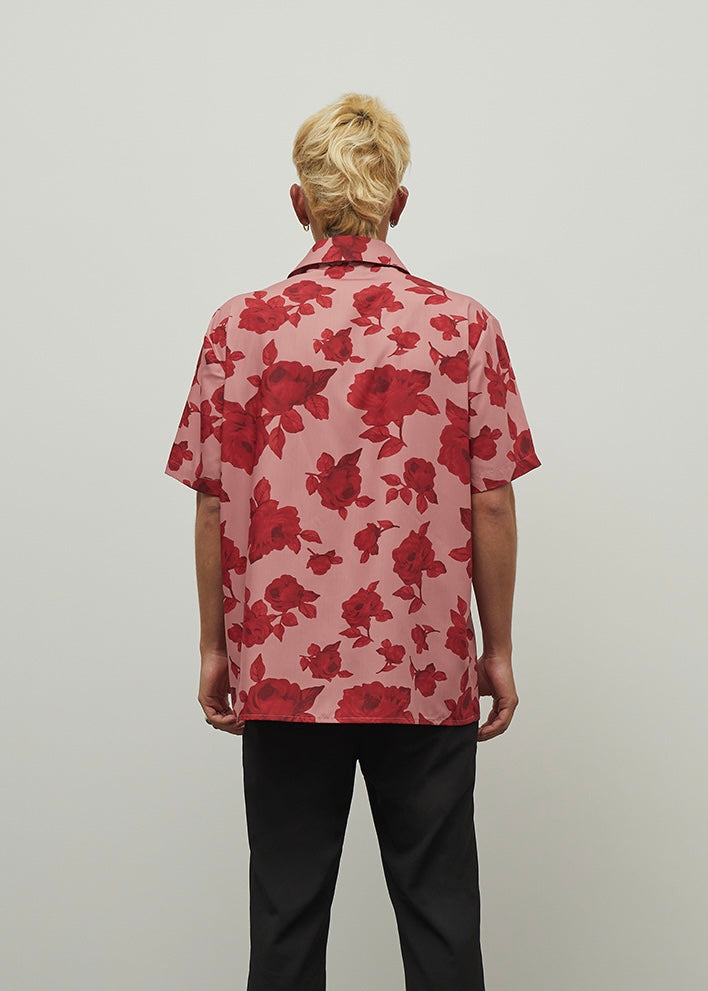 Short Sleeve Shirt in Pink Floral Print