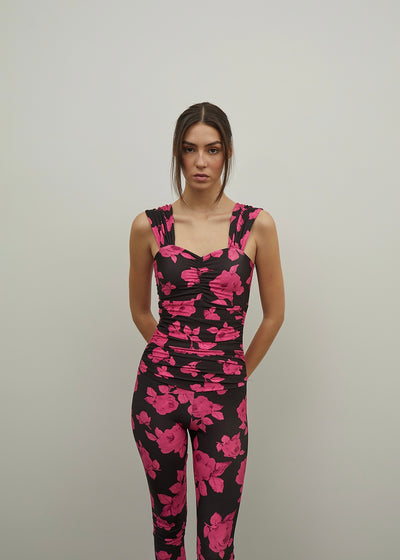 Jersey Jumpsuit in Pink Floral Print