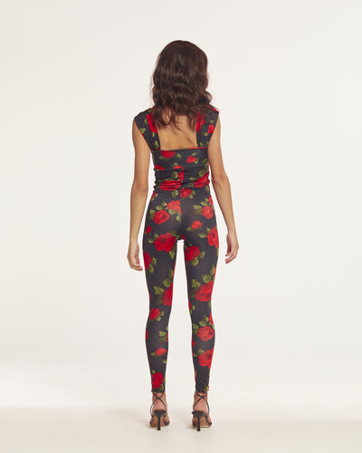 Jersey Jumpsuit in Red Floral Print